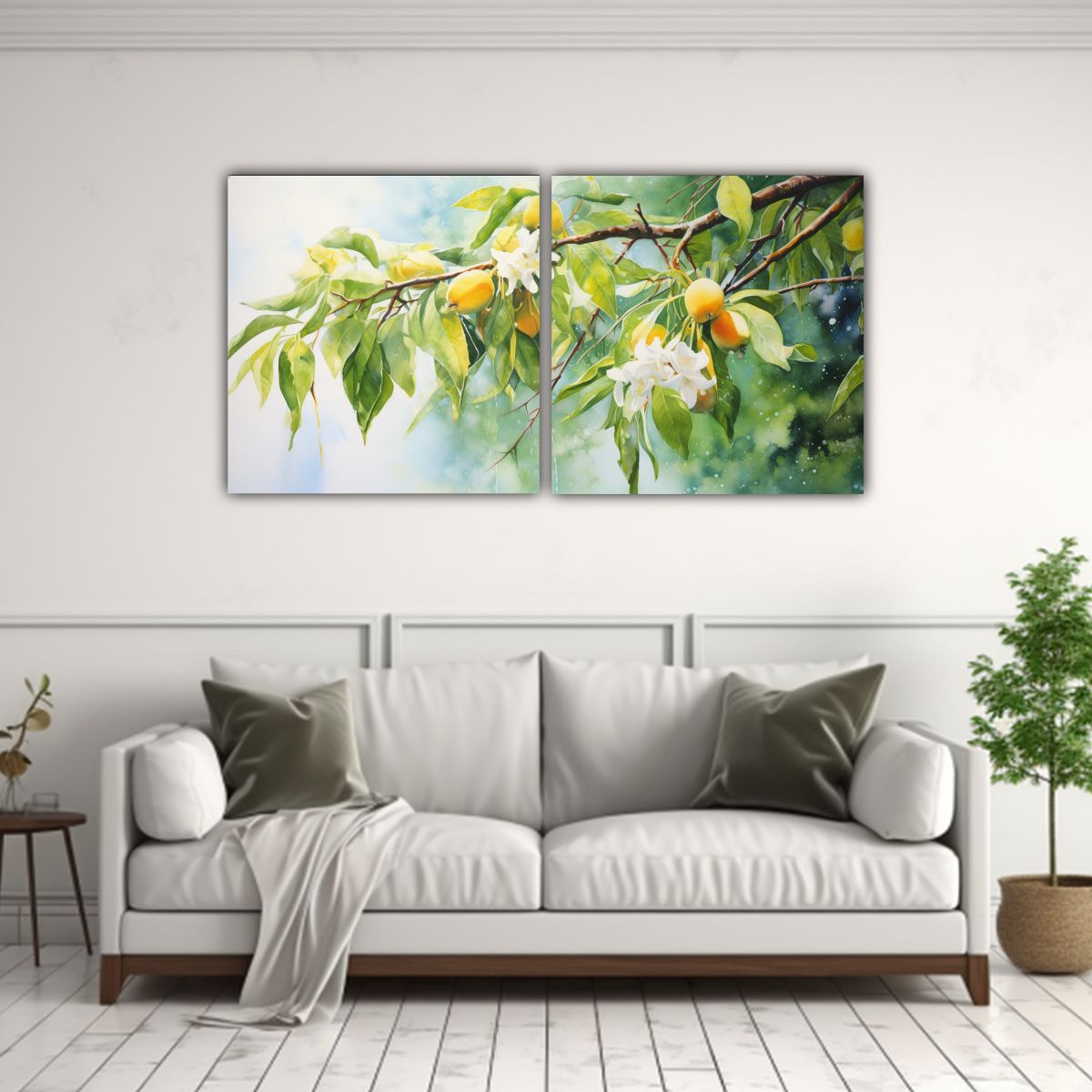 GENERICO - Diptico Vintage Motivo A Mango Tree Pintura 80x40 Cm