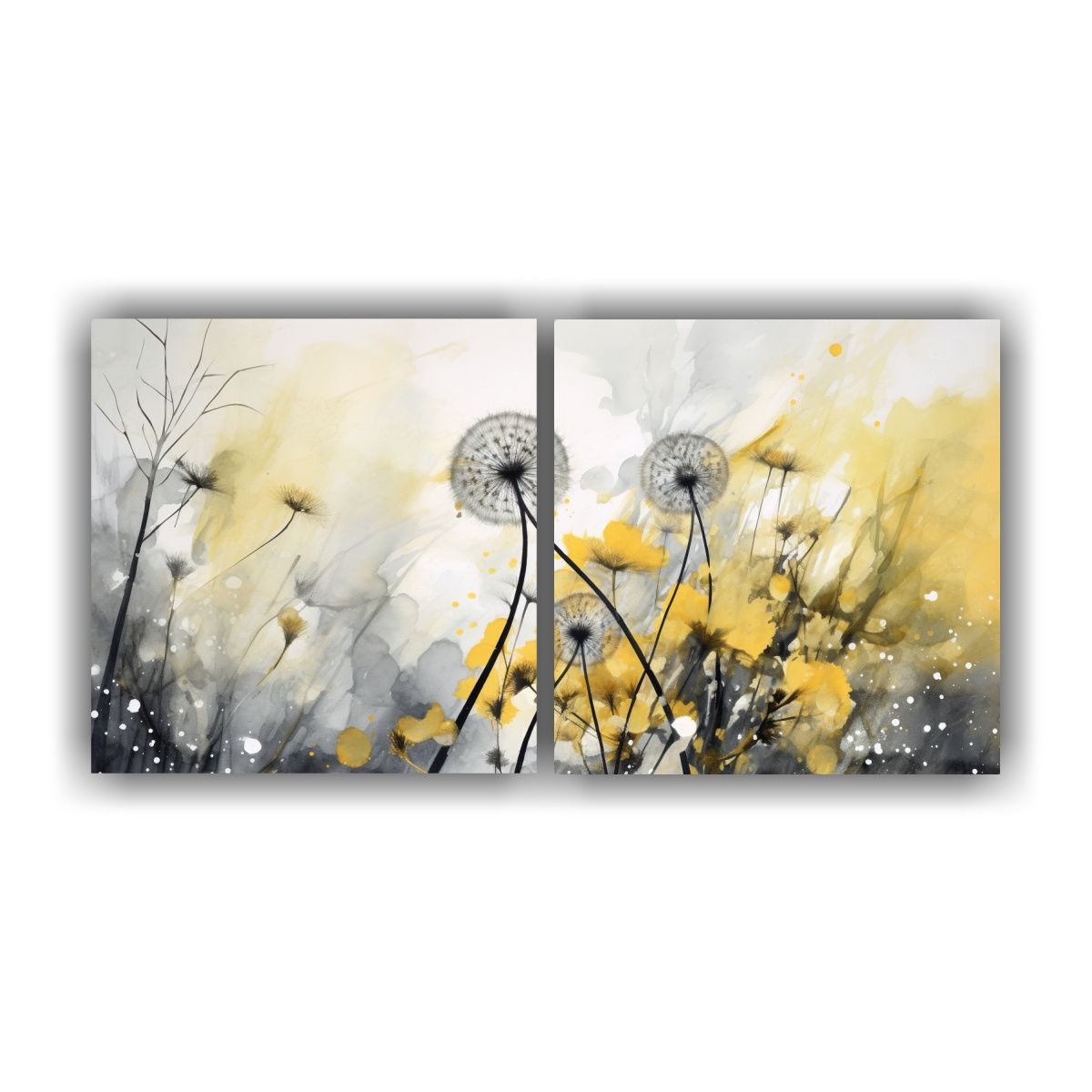 GENERICO - Cuadros Abstractos Con Flores De Diente De León 100x50 Cm