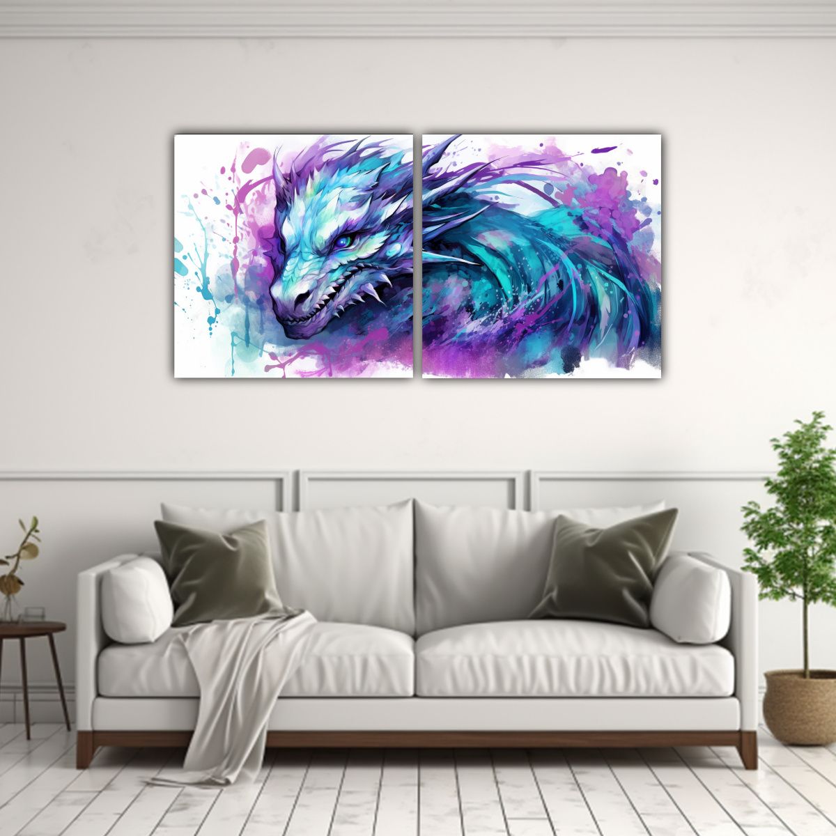 GENERICO - Pintura Neo Pop Art De Dragón En Colores 100x50 Cm