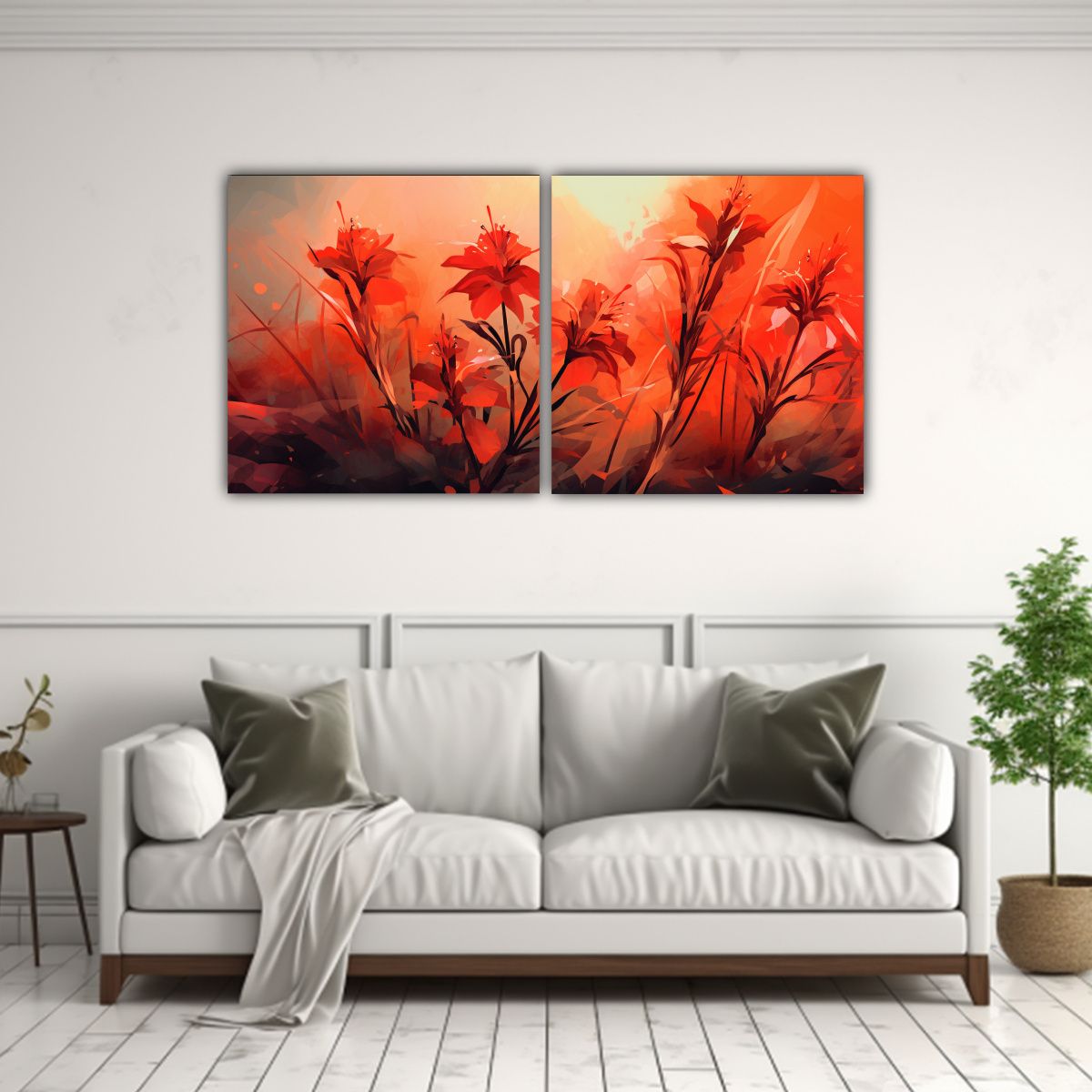 GENERICO - Cuadros Impresos Pop Art Fireweed Hierbas En Rojo 100x50 Cm