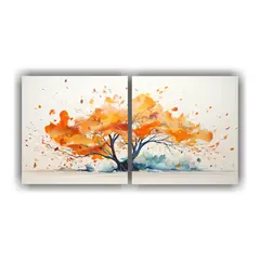 GENERICO - Cuadro Abstracto De árbol Tropical En Colores 60x30 Cm