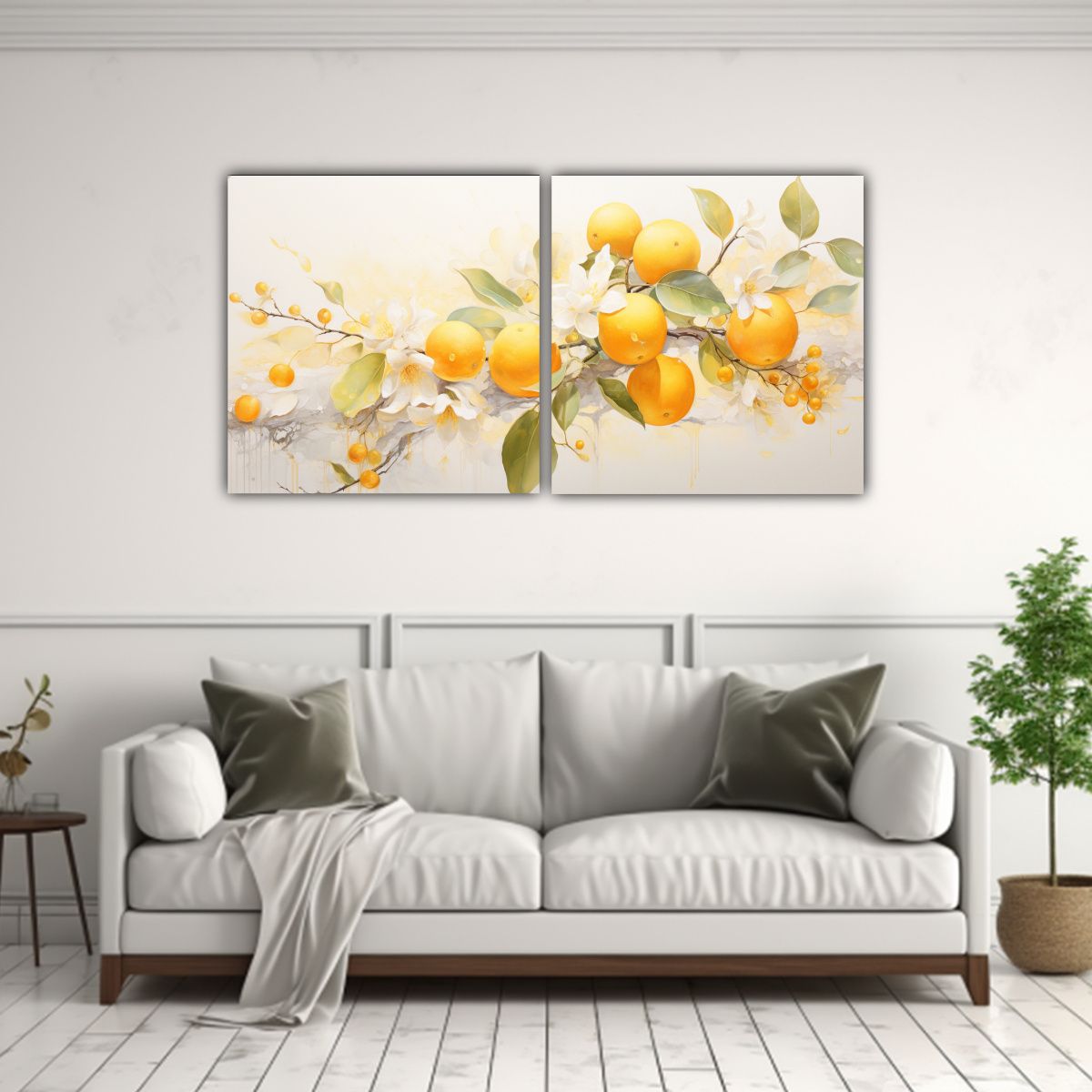 GENERICO - Pintura Abstracta De árbol Naranja Y Dorado Para 80x40 Cm
