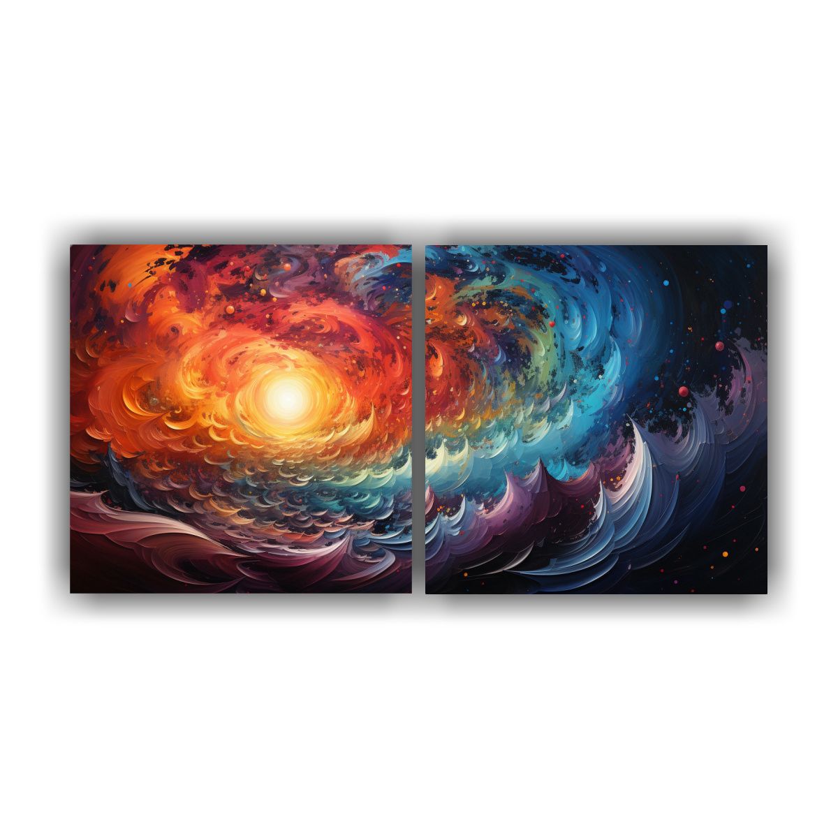 GENERICO - Diptico Composición Poder Pintura Con Dos 100x50 Cm