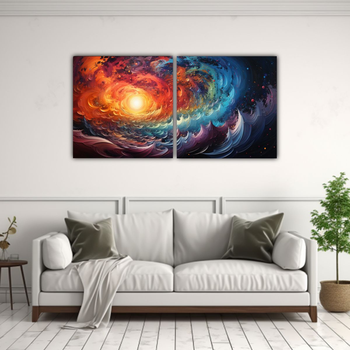 GENERICO - Diptico Composición Poder Pintura Con Dos 100x50 Cm