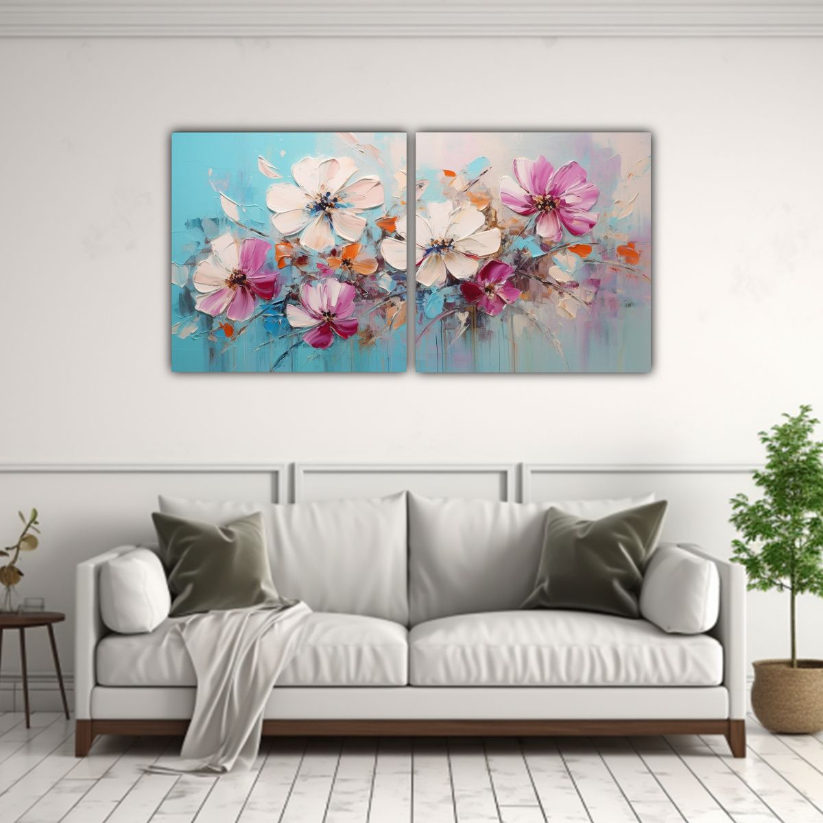 GENERICO - Pintura En Lienzo Set 2 Artes Hogar Deco A 80x40 Cm