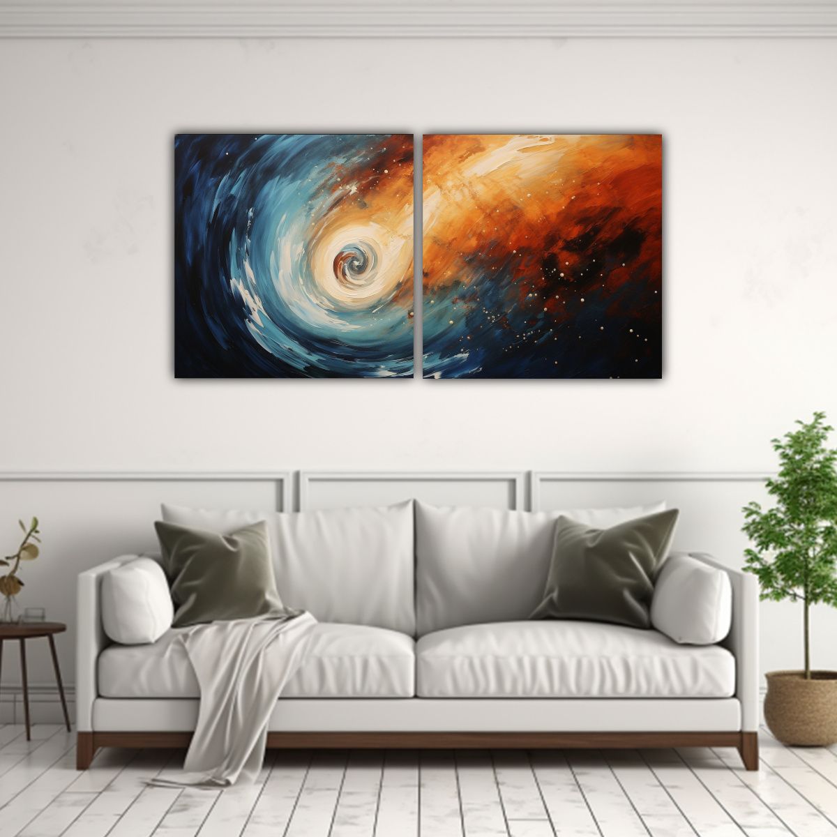 GENERICO - Cuadro De Tela Con Dos Lienzos De Colores 60x30 Cm