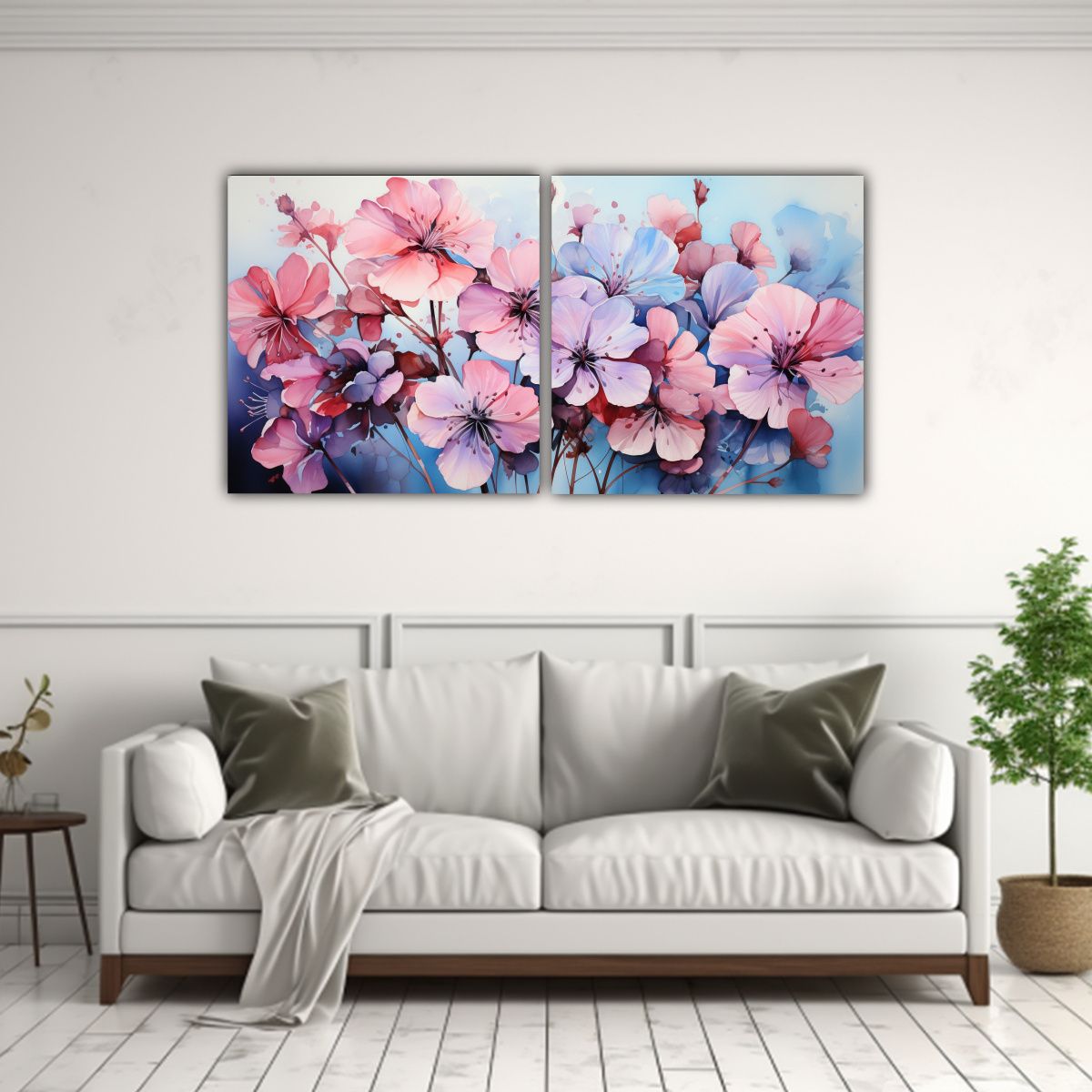 GENERICO - Cuadro Abstracto De Flores De Geranio En Colores 80x40 Cm