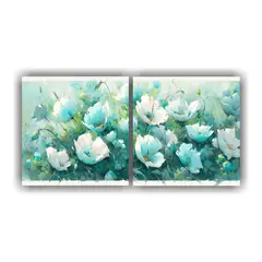 GENERICO - Pintura Diptico Colores Alegre En Estilo Turquesa 80x40 Cm