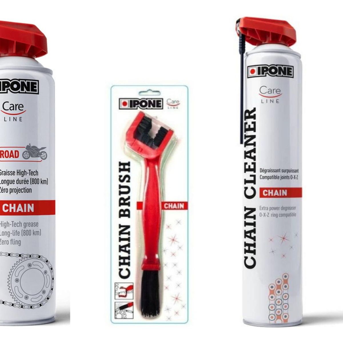 IPONE - Kit Lubricante + Desengrasante + Cepillo Moto Ipone Original