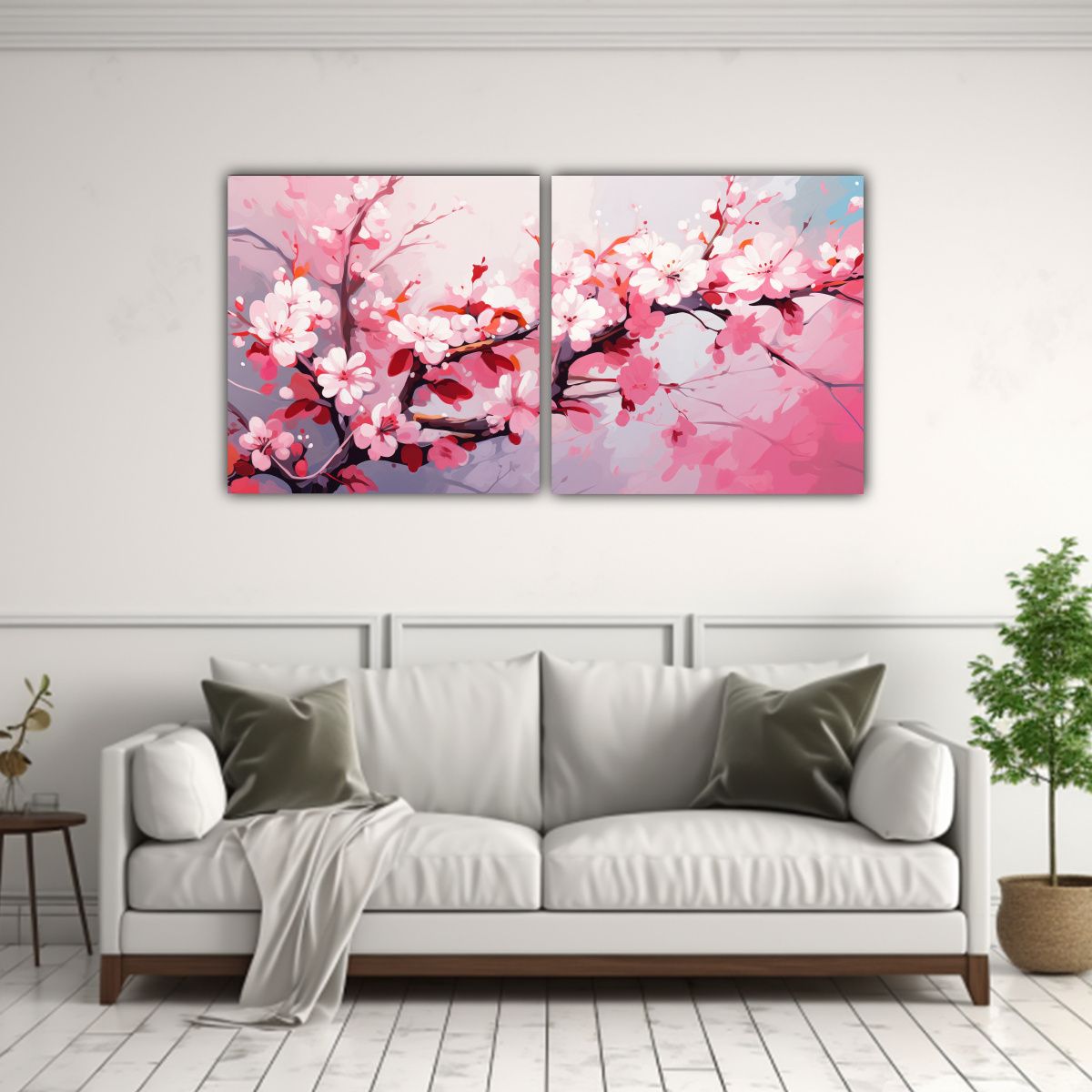GENERICO - Pintura De Díptico Para Cuarto Con Árbol De 80x40 Cm
