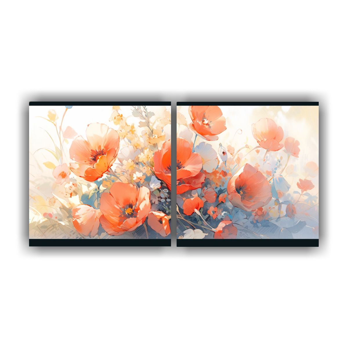 GENERICO - Pintura Acuarela Abstracta Poppies Vibrants 80x40 Cm