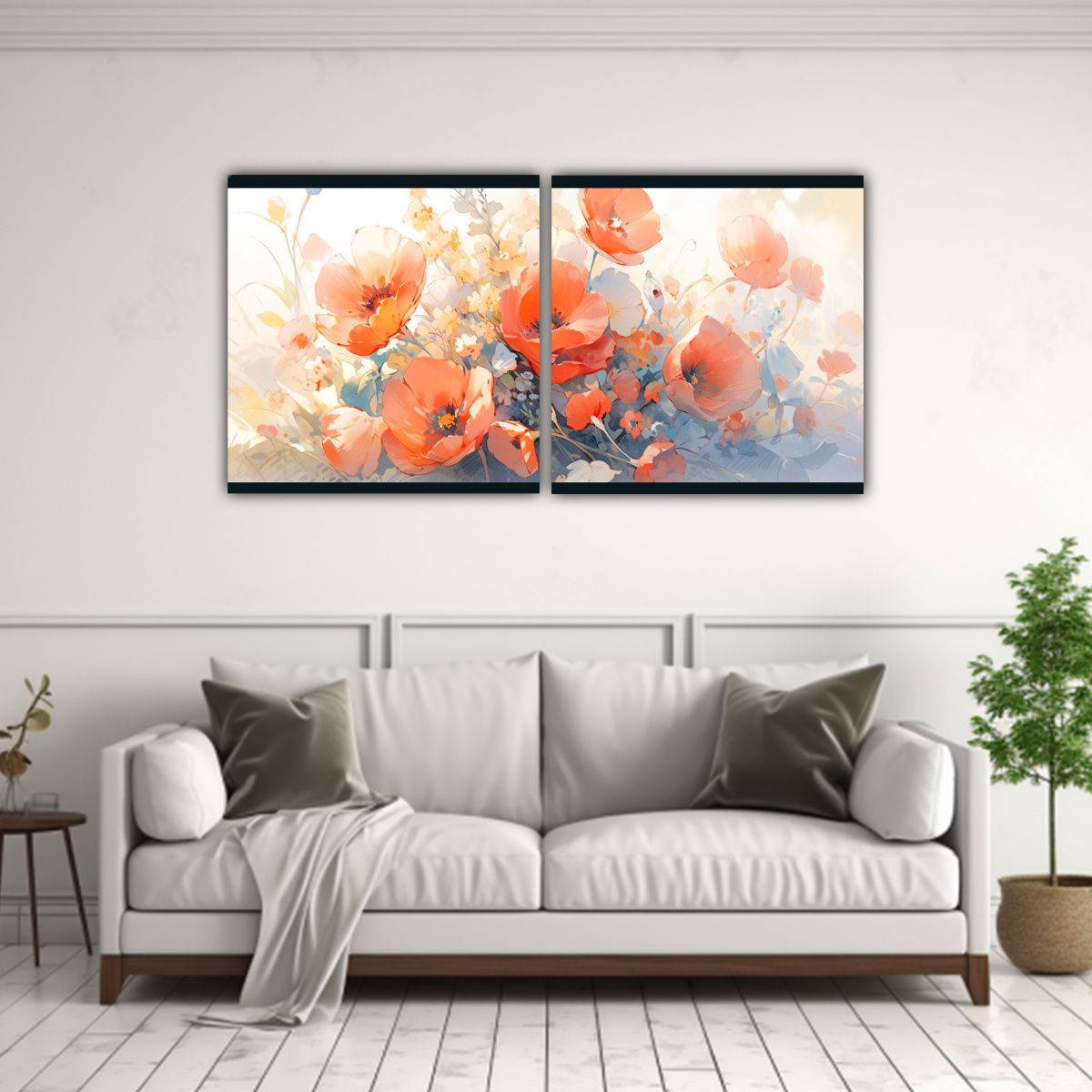 GENERICO - Pintura Acuarela Abstracta Poppies Vibrants 80x40 Cm