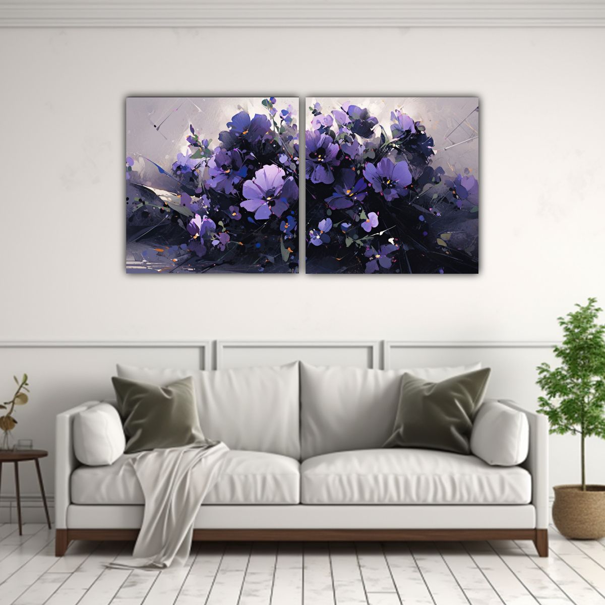 GENERICO - Cuadro Vintage Exuberantes Flores Moradas Y 100x50 Cm