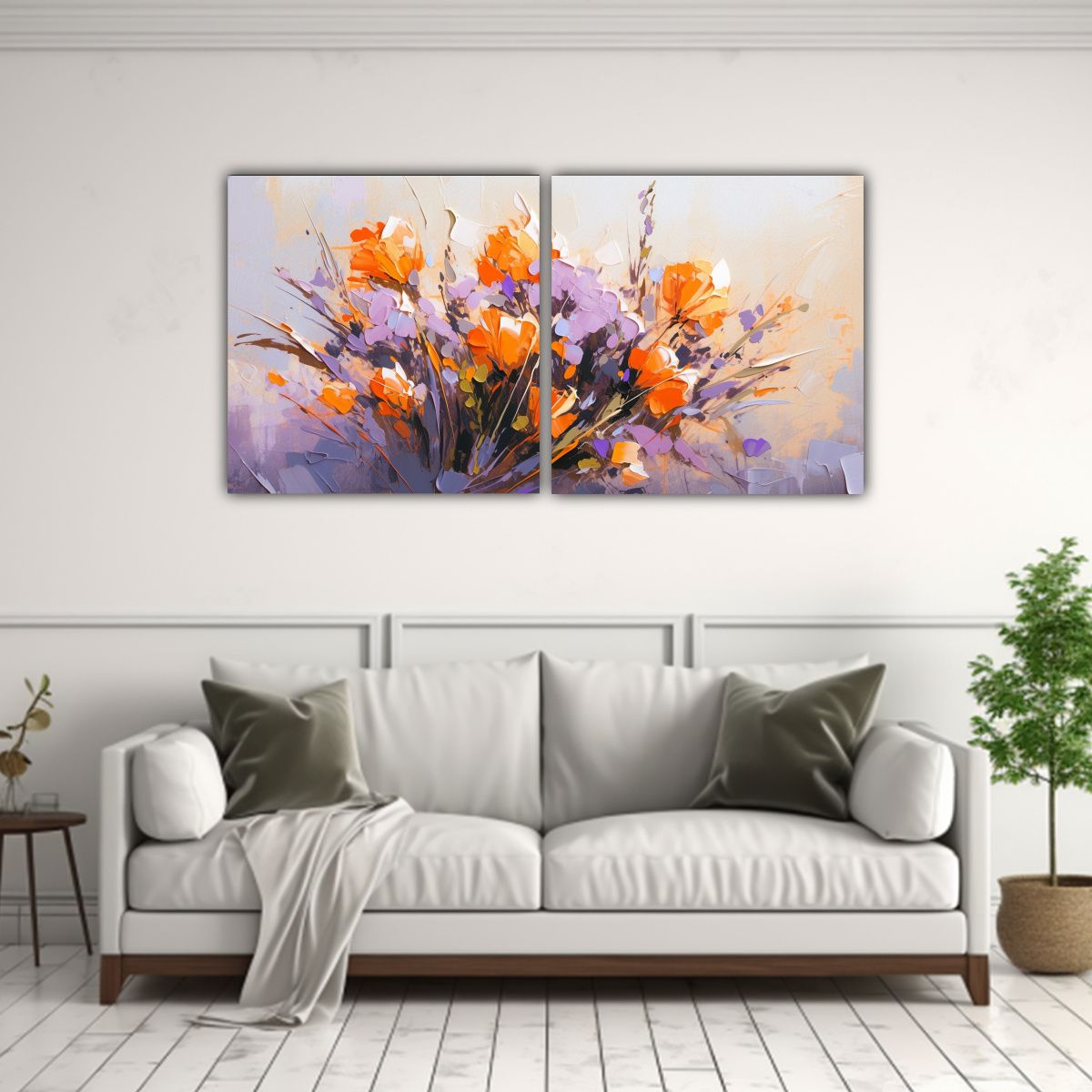 GENERICO - Pintura Vanguardia Para Sala En Lienzos Flores 80x40 Cm