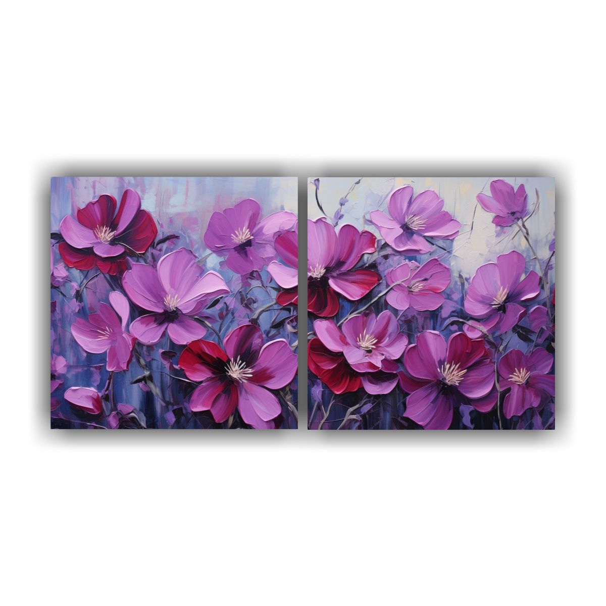 GENERICO - Pintura De Flores En Lienzo A Purple AND Red En 80x40 Cm