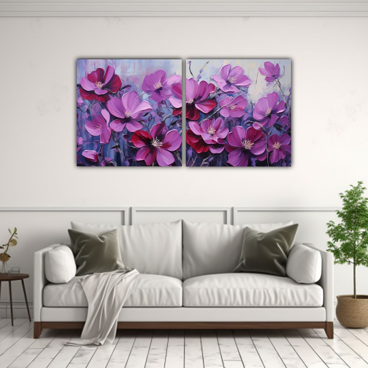 GENERICO - Pintura De Flores En Lienzo A Purple AND Red En 80x40 Cm