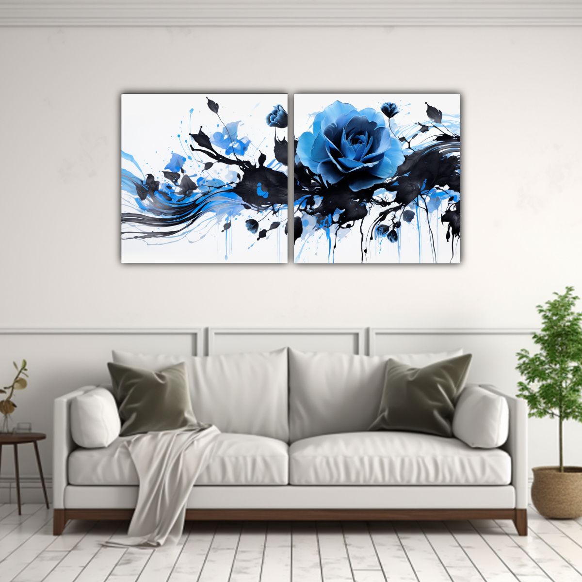 GENERICO - Cuadro Abstracto Obra Maestra Negro Y Azul 100x50 Cm