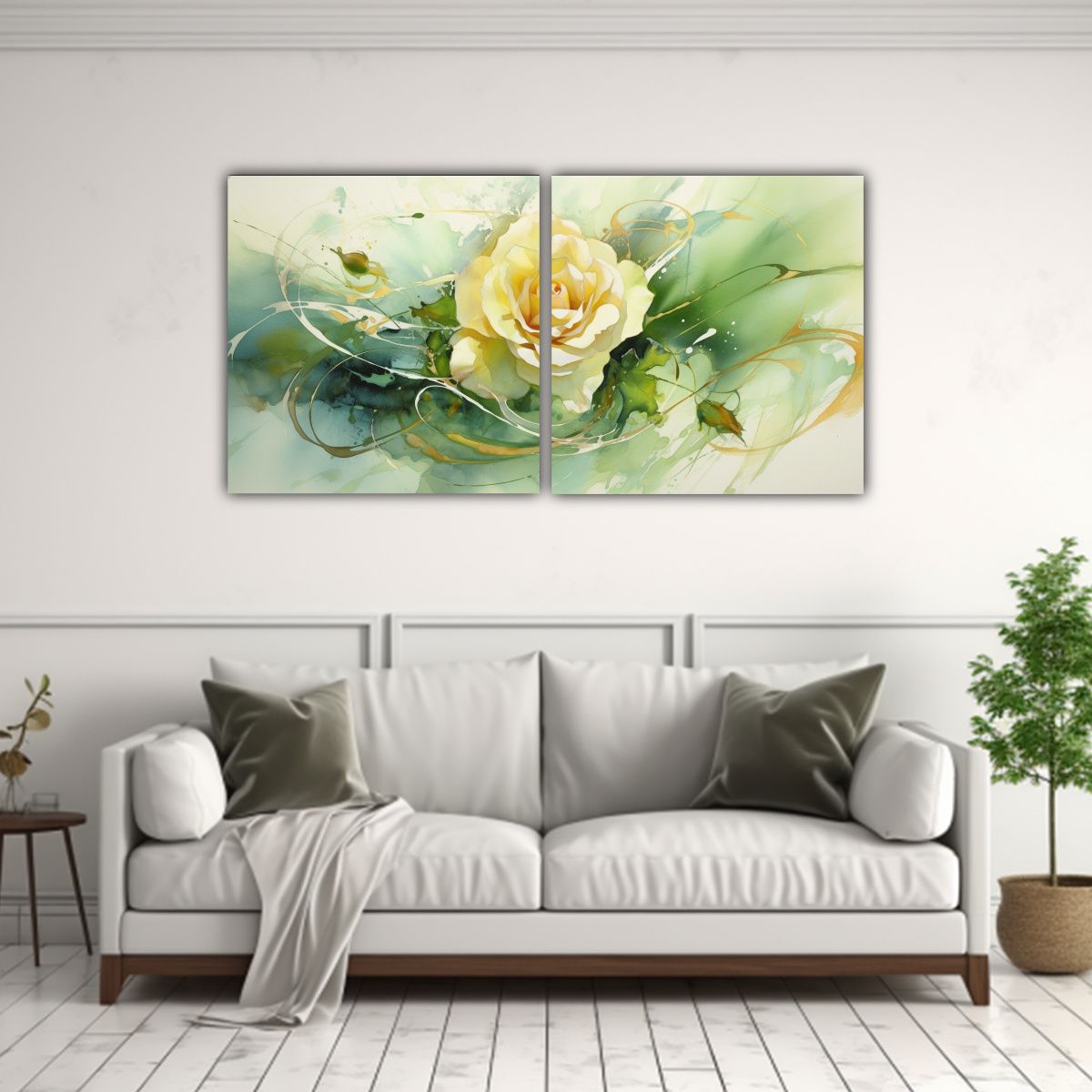 GENERICO - Pintura Abstracta De Acuarela En Colores Rosa 80x40 Cm