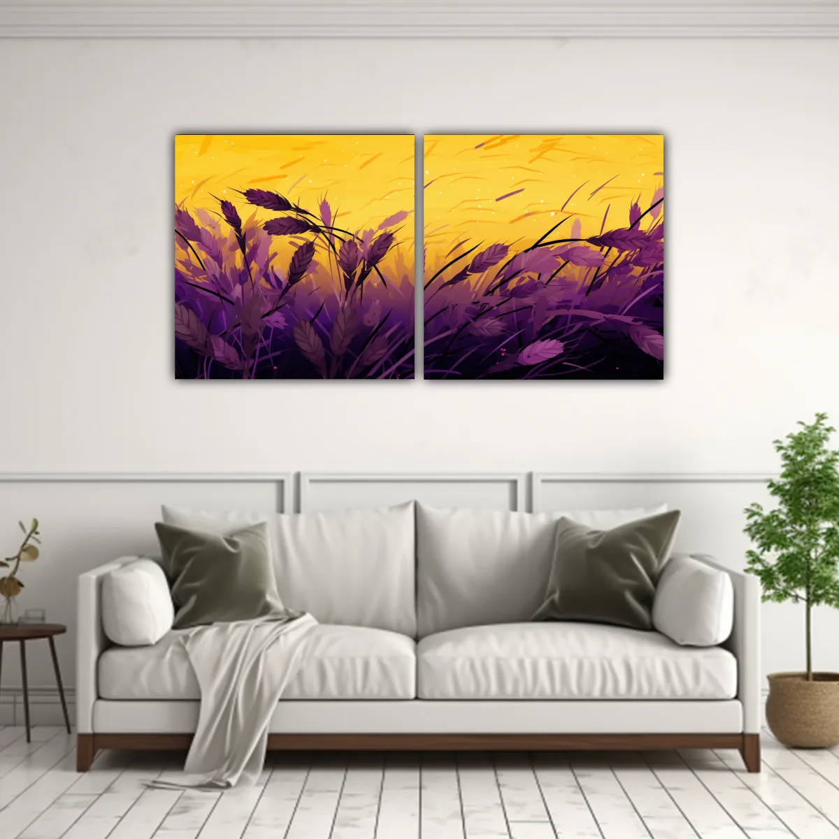 GENERICO - Pinturas Decorativas De Arroz En Amarillo Y 60x30 Cm