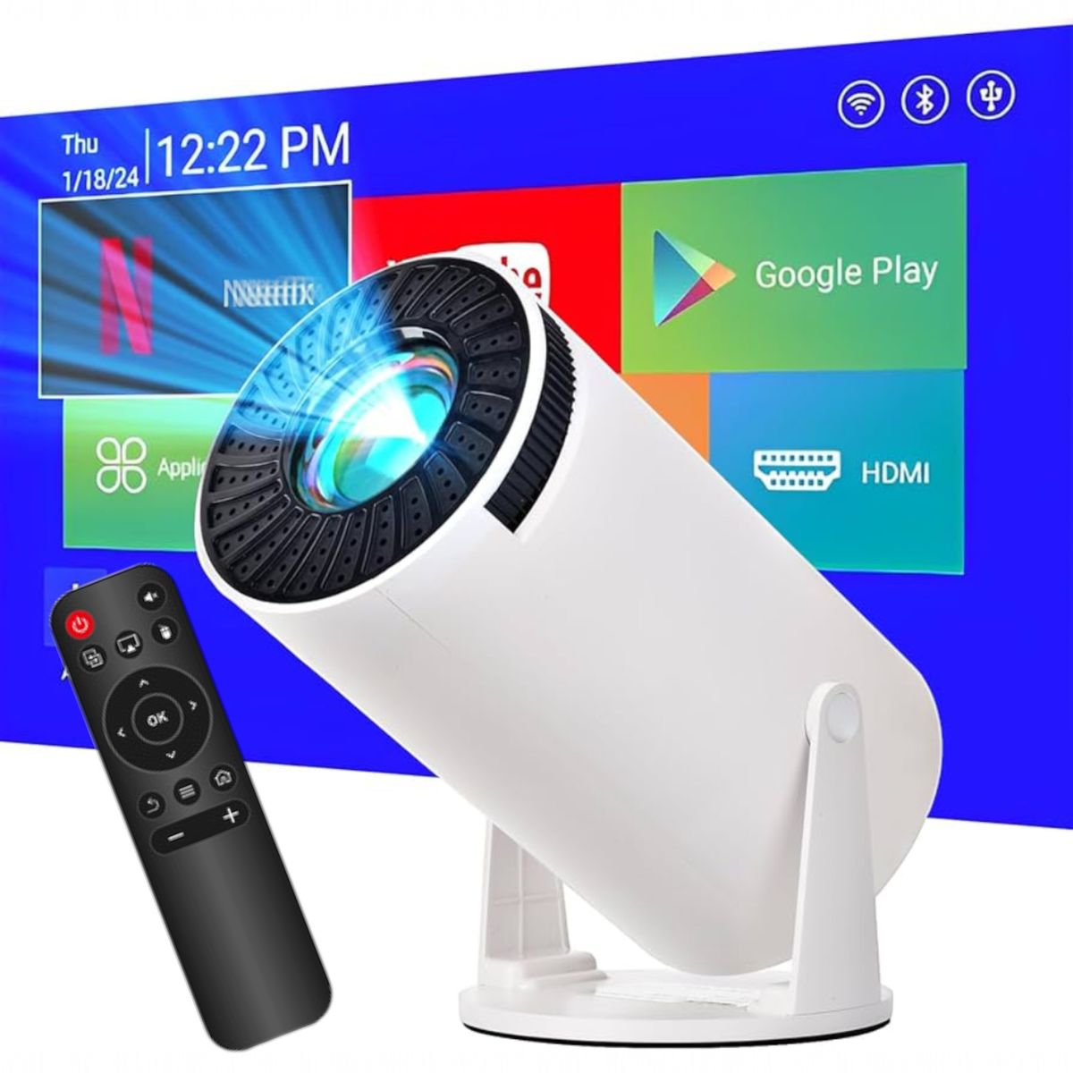 IRM - Proyector Portátil 4k Androidtv Bluetooth Wi-fi Hy-300 Pro