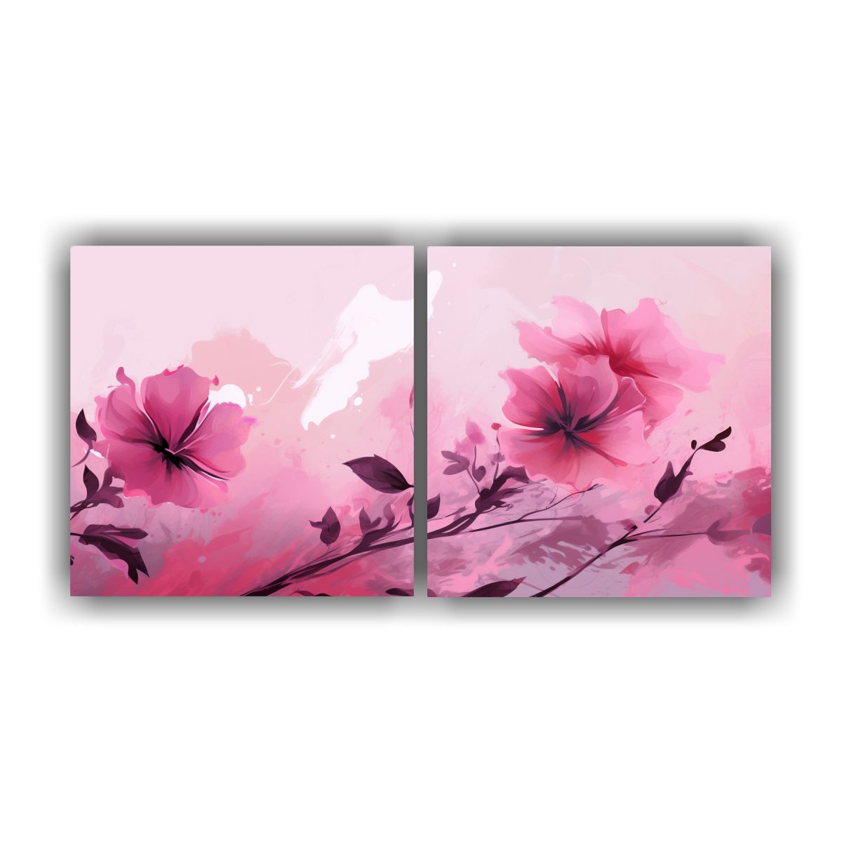 GENERICO - Cuadro Finas Líneas Rosa Para Oficina Neonoir 100x50 Cm