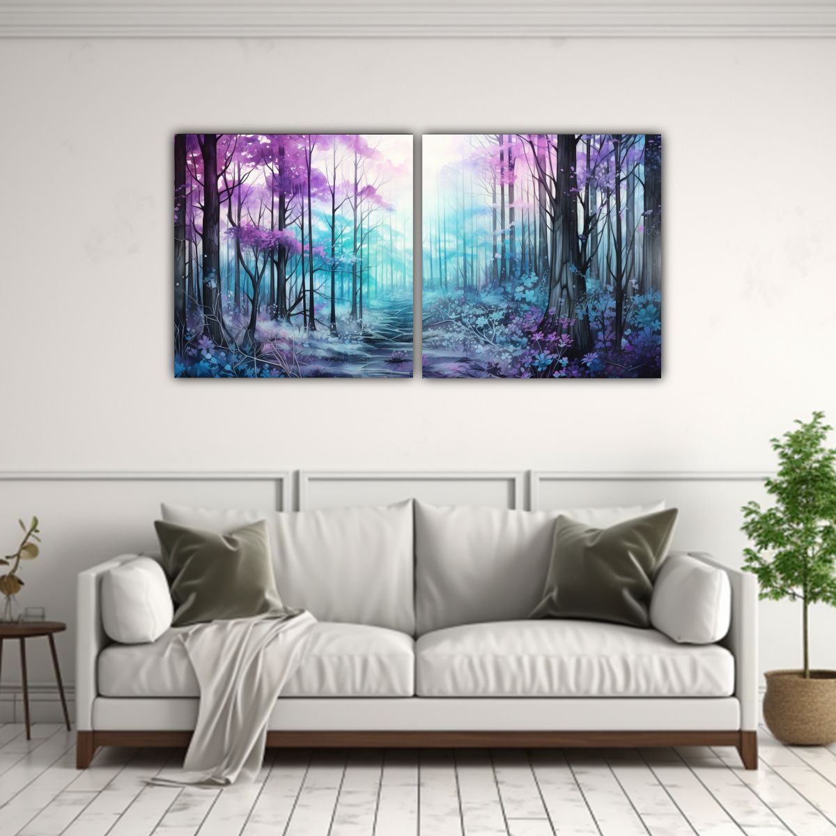 GENERICO - Cuadro Moderno Paisaje De Bosque En Colores 100x50 Cm