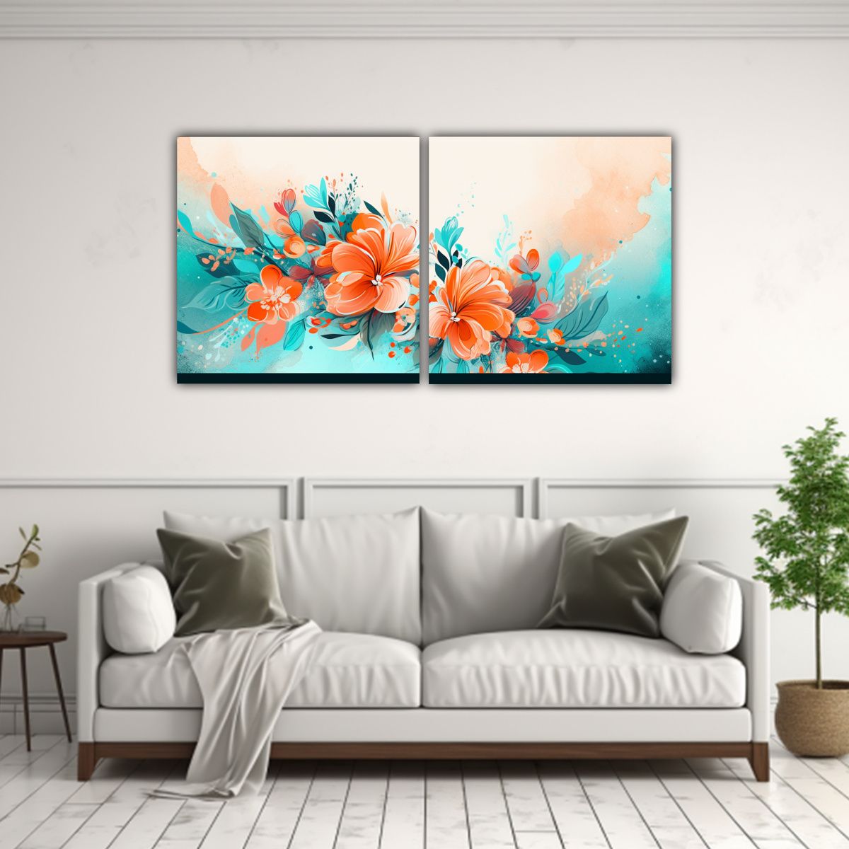 GENERICO - Cuadro De Lienzo Forma Calma Colores Turquesa Y 80x40 Cm