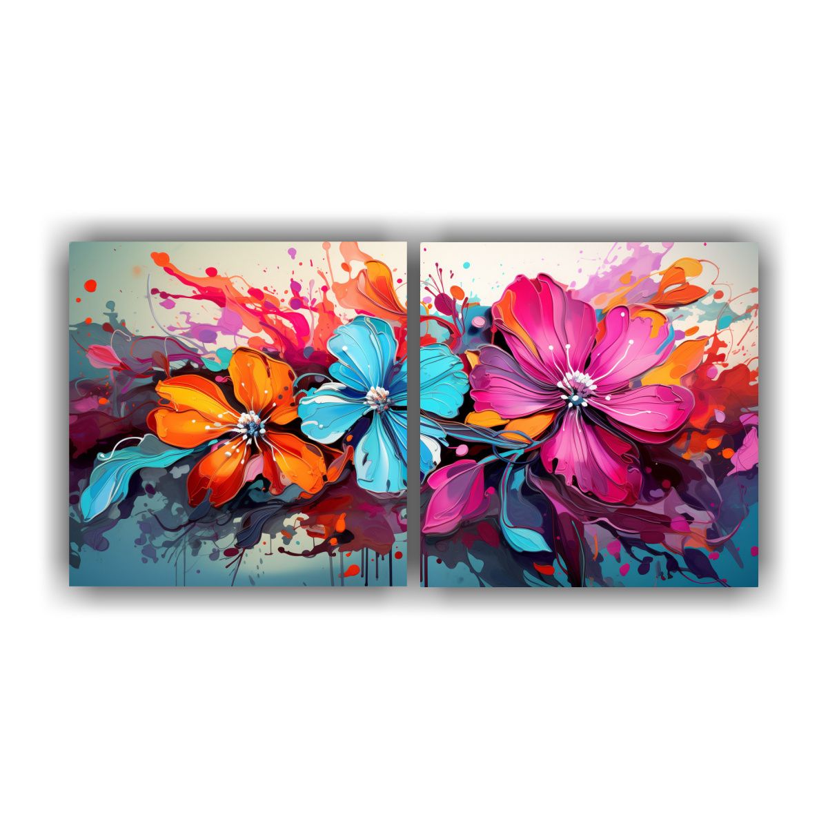 GENERICO - Cuadros De Composición Dinámica Con Colores 80x40 Cm