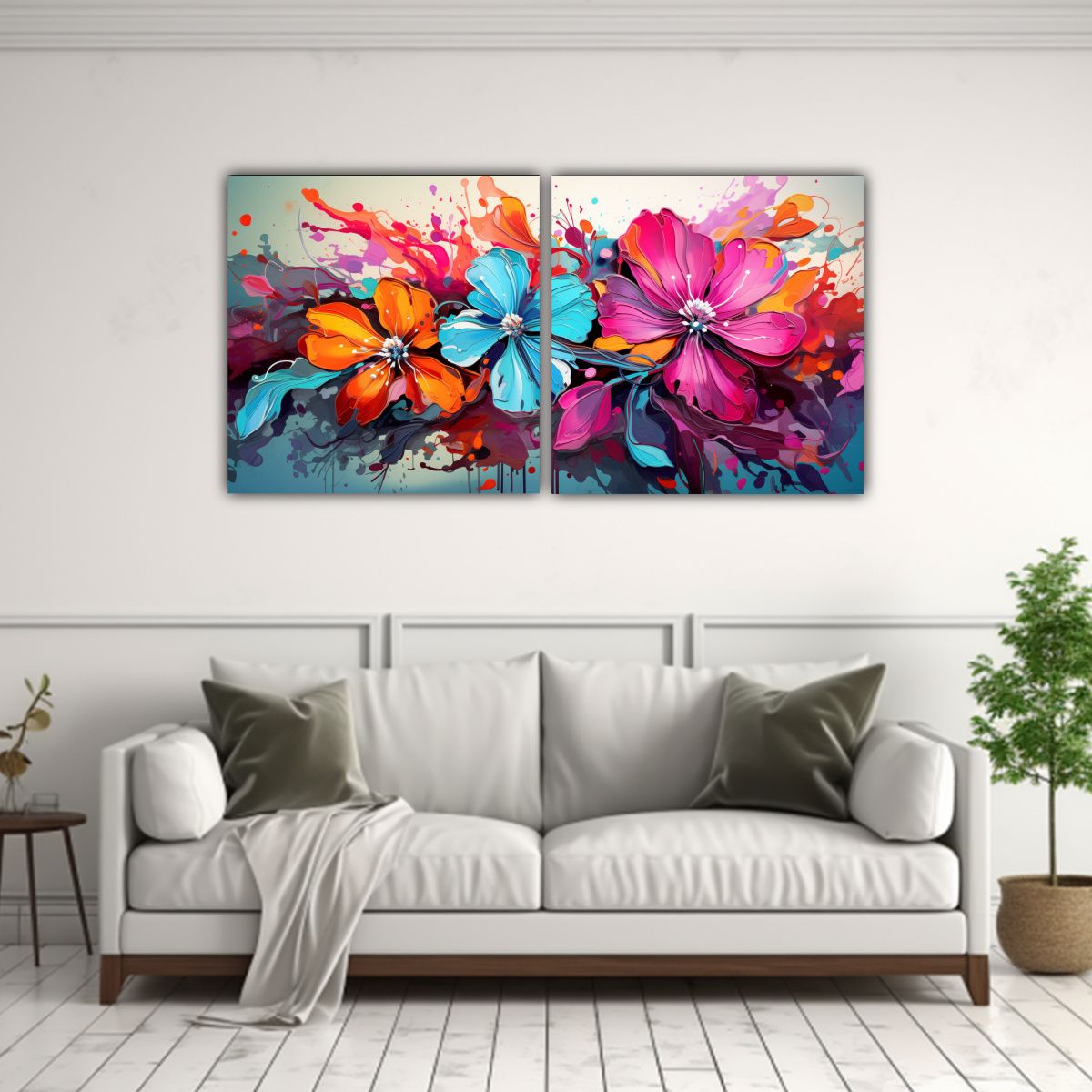 GENERICO - Cuadros De Composición Dinámica Con Colores 80x40 Cm