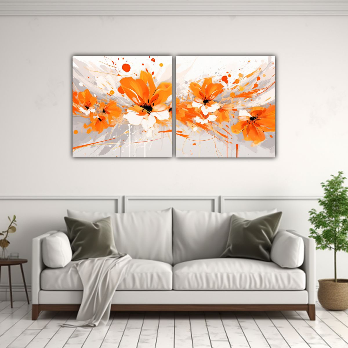 GENERICO - Pinturas Decorativas únicas En Blanco Y Naranja 100x50 Cm