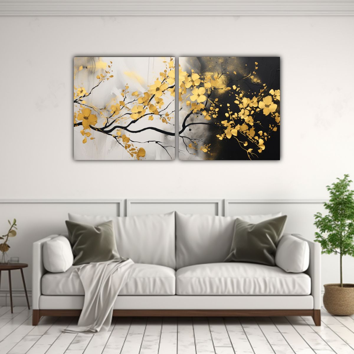 GENERICO - Pinturas Decorativas De Acacia Tree En Dorado Y 60x30 Cm