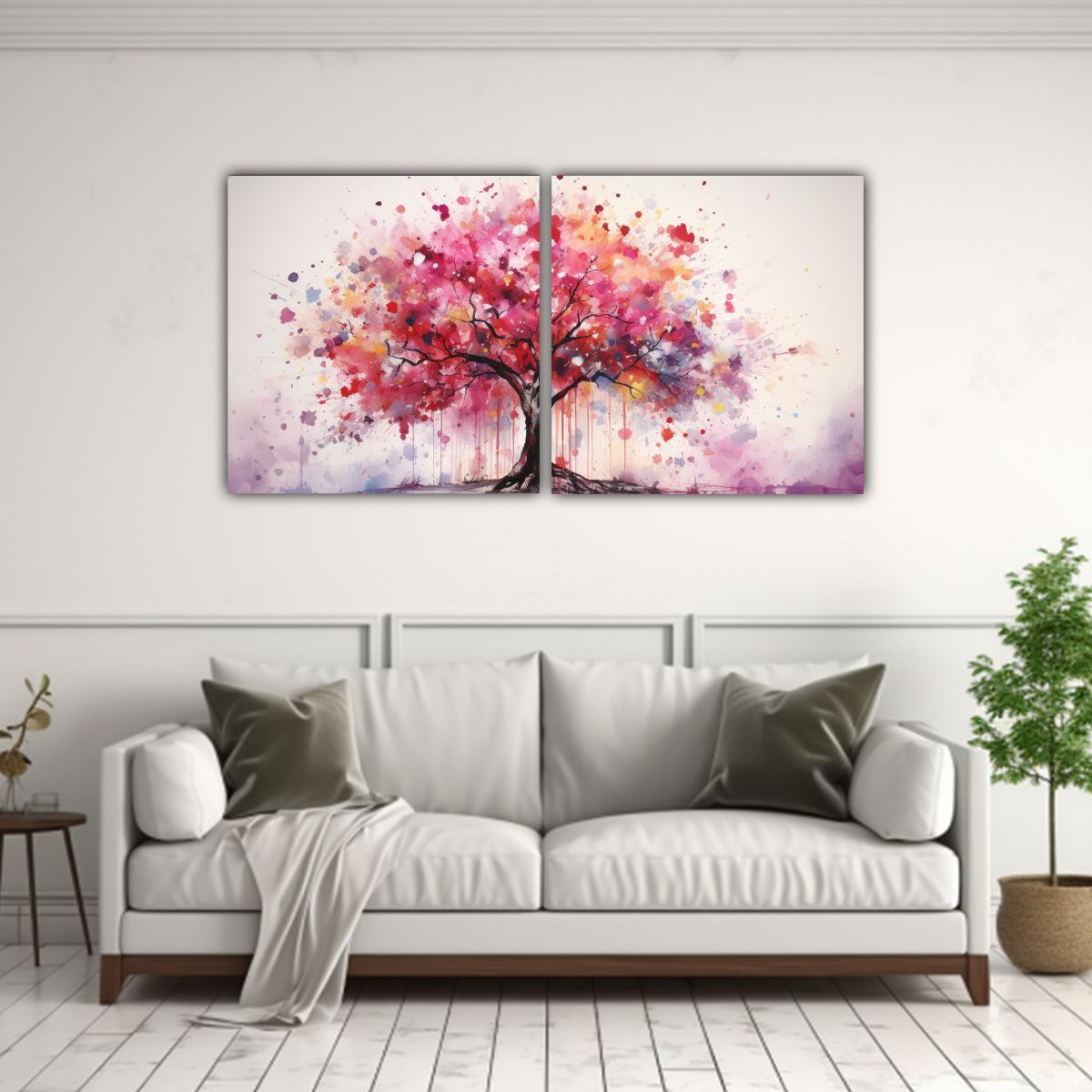 GENERICO - Juego 2 Cuadros Tela Imagen Baño Árbol Frutal 100x50 Cm
