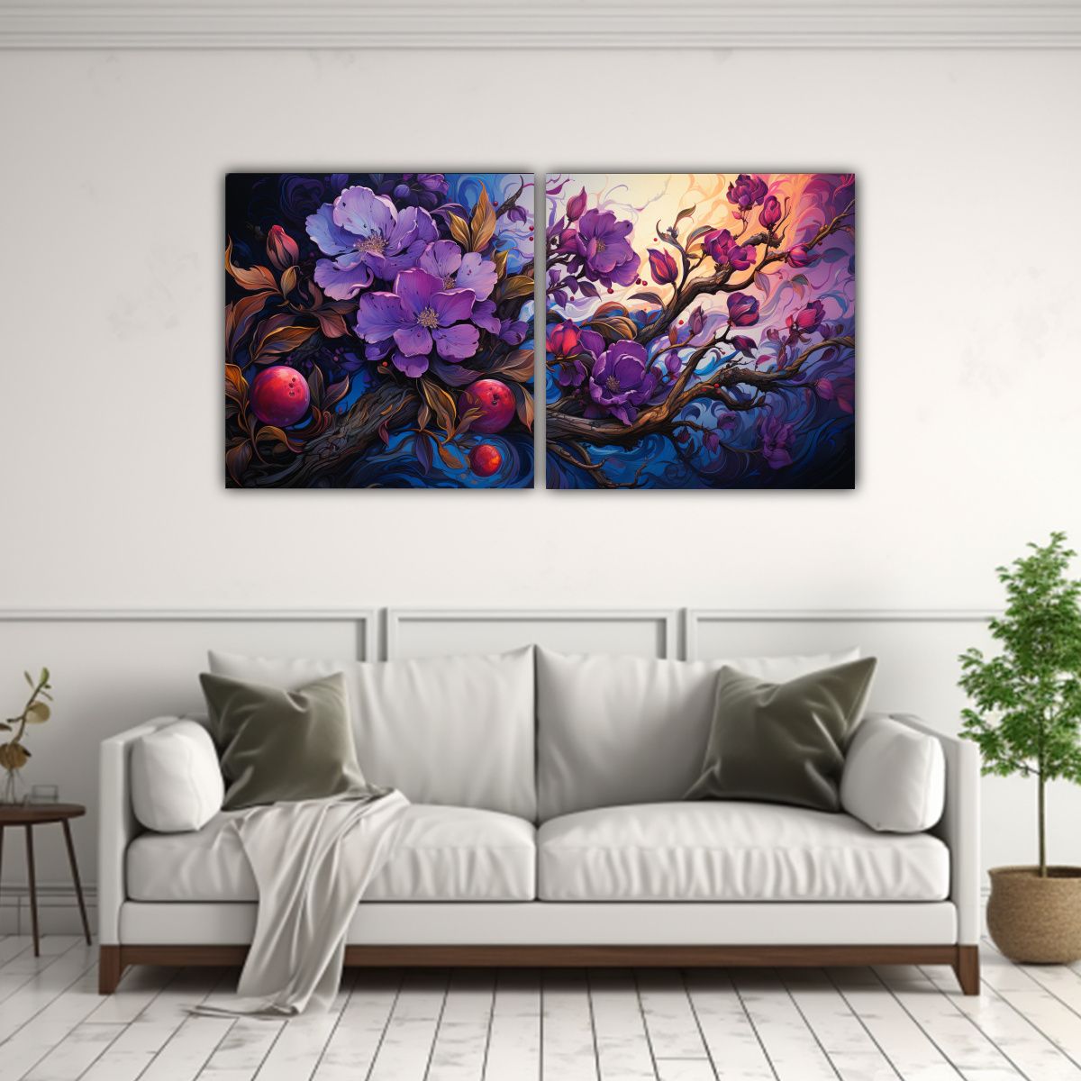 GENERICO - Pinturas Decorativas En Lienzo Dos Artes Árbol 100x50 Cm