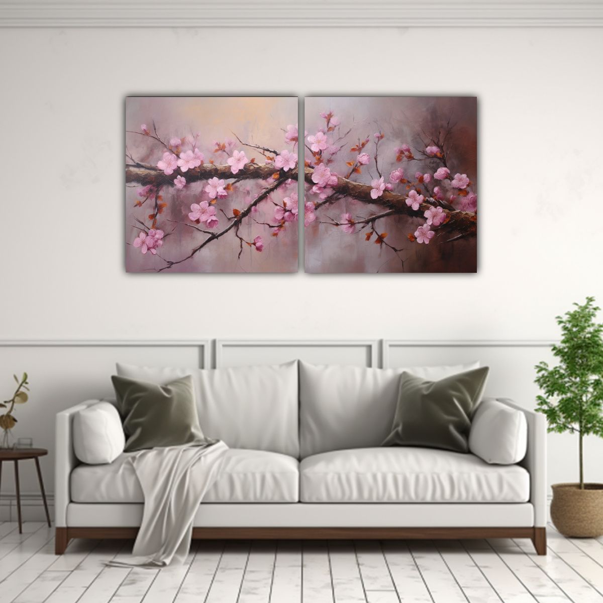 GENERICO - Pintura Abstracta De Flores De Cerezo O Sakura 60x30 Cm