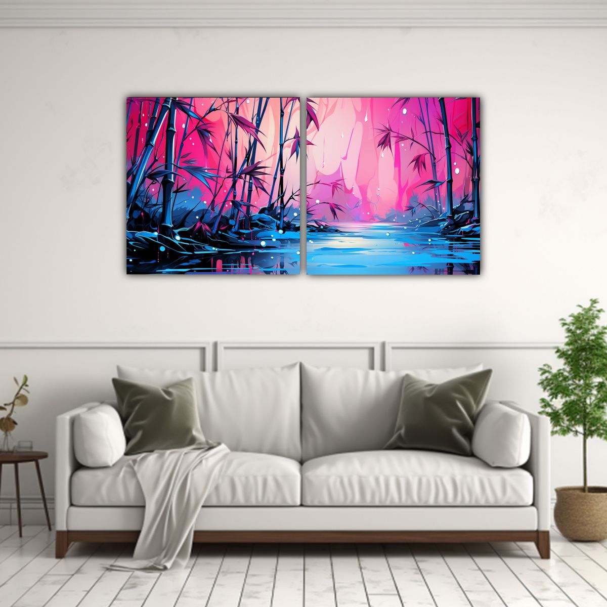 GENERICO - Cuadros Acuarela Cultura De Hojas De Bambú En 60x30 Cm