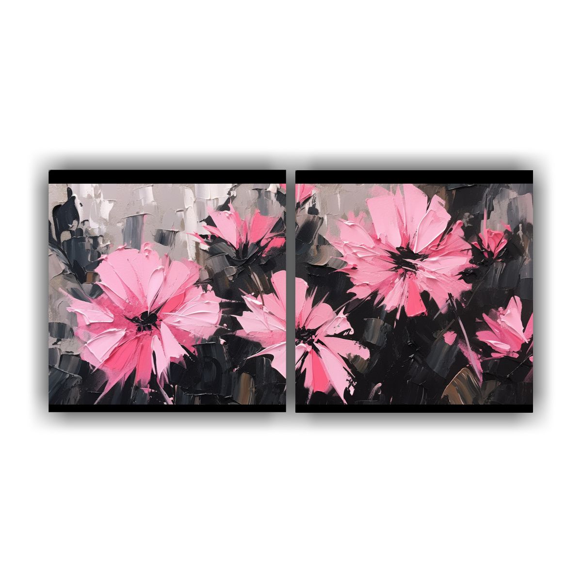 GENERICO - Dos Lienzos De Tela Moderno Tematica Flores En 100x50 Cm