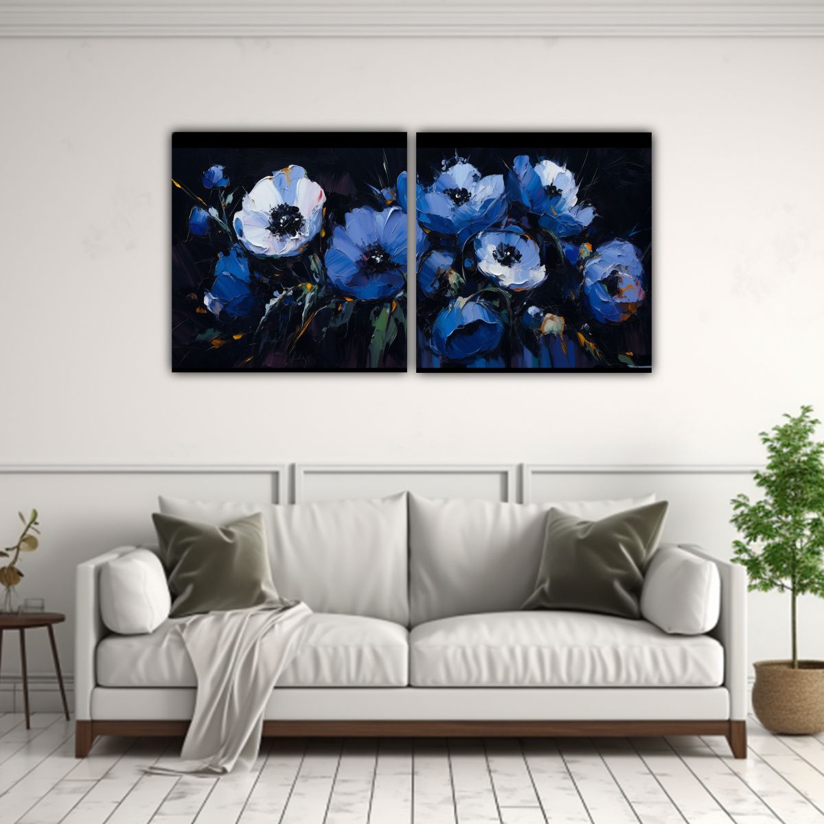 GENERICO - Pintura Moderna De Flores En Colores Negros 100x50 Cm