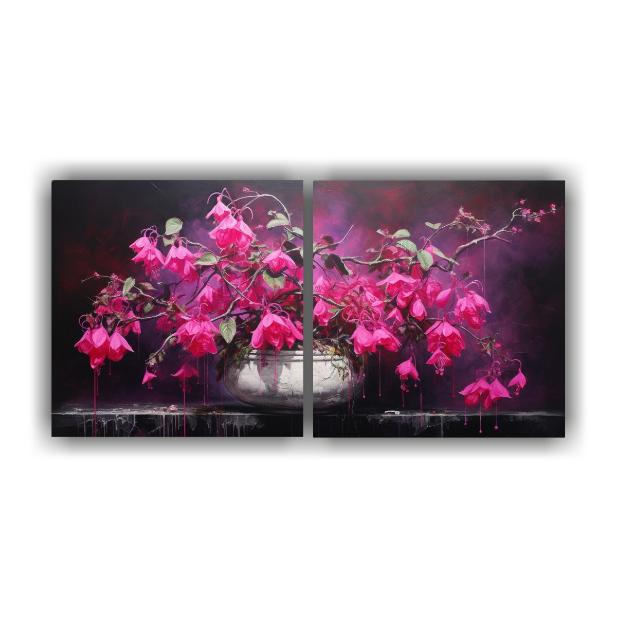 GENERICO - Diptico Calidos Inspiración Fucsia Bonsai 100x50 Cm