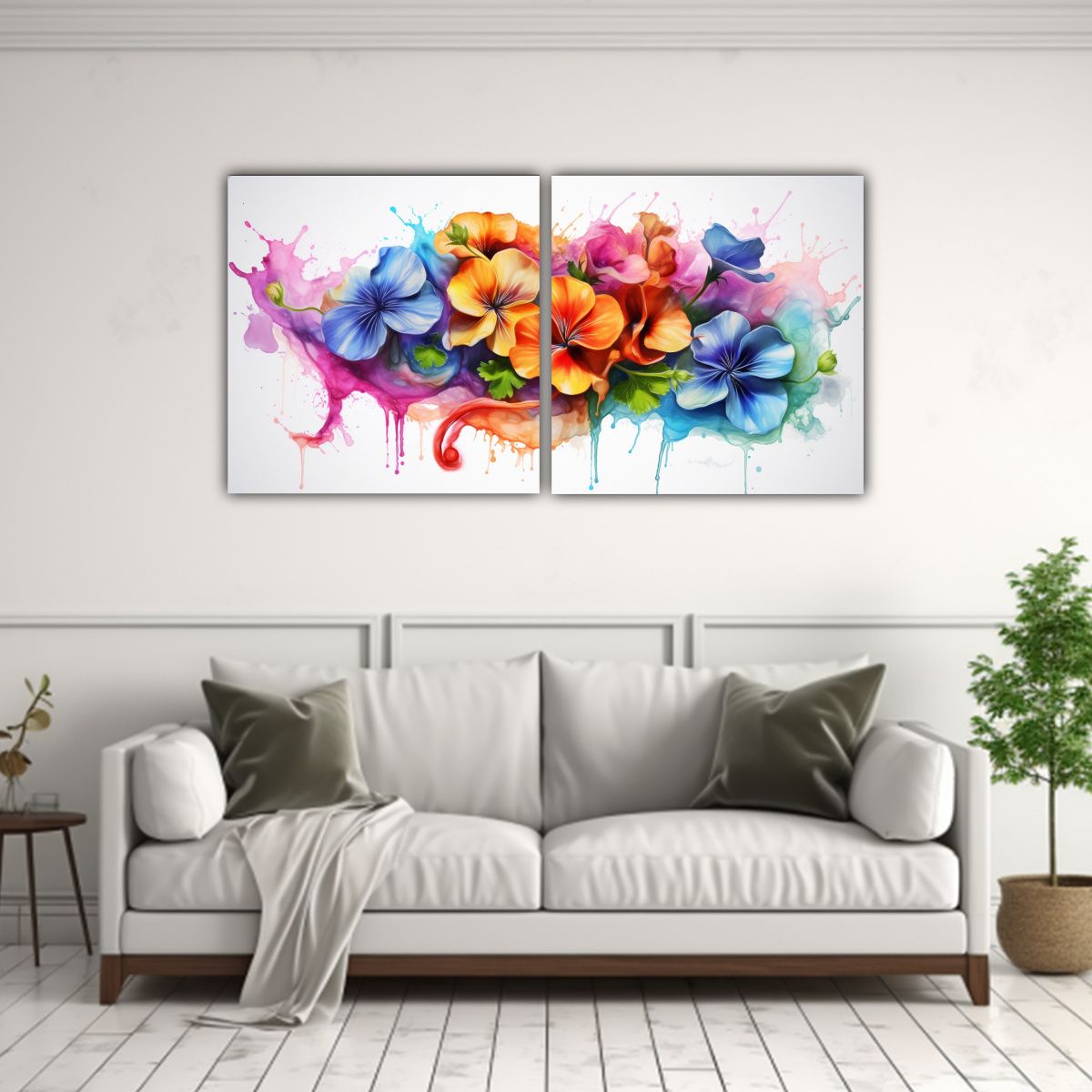 GENERICO - Cuadros Tela Canvas Sala Geranium Rainbow Pintura 80x40 Cm