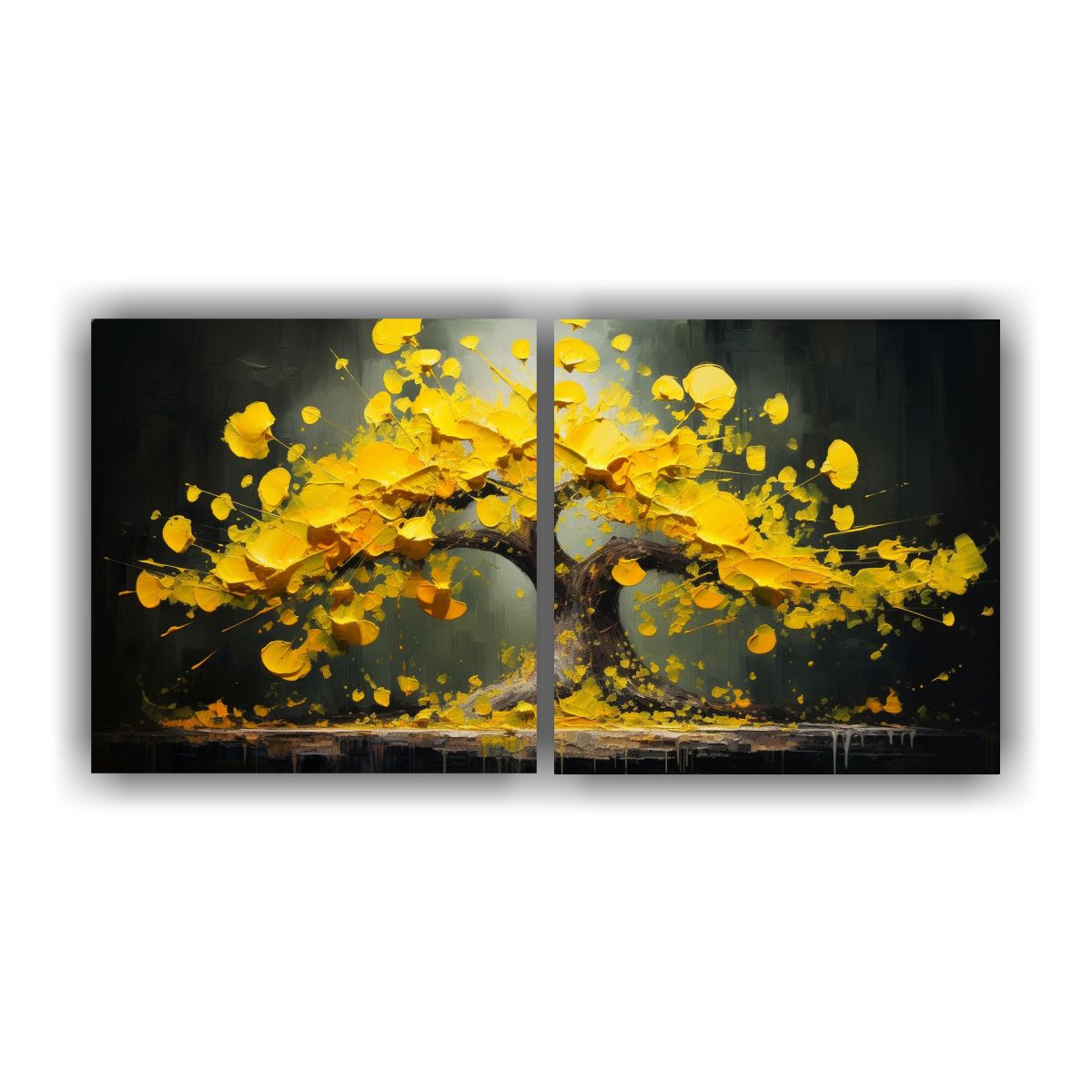 GENERICO - Pintura Abstracta Alta Calidad De Ginkgo Biloba 60x30 Cm