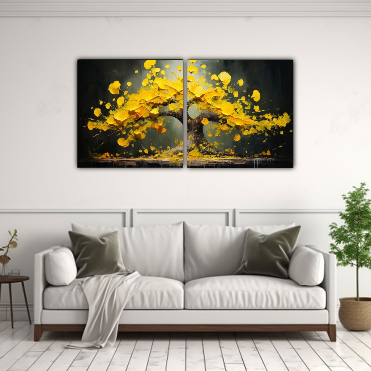 GENERICO - Pintura Abstracta Alta Calidad De Ginkgo Biloba 60x30 Cm