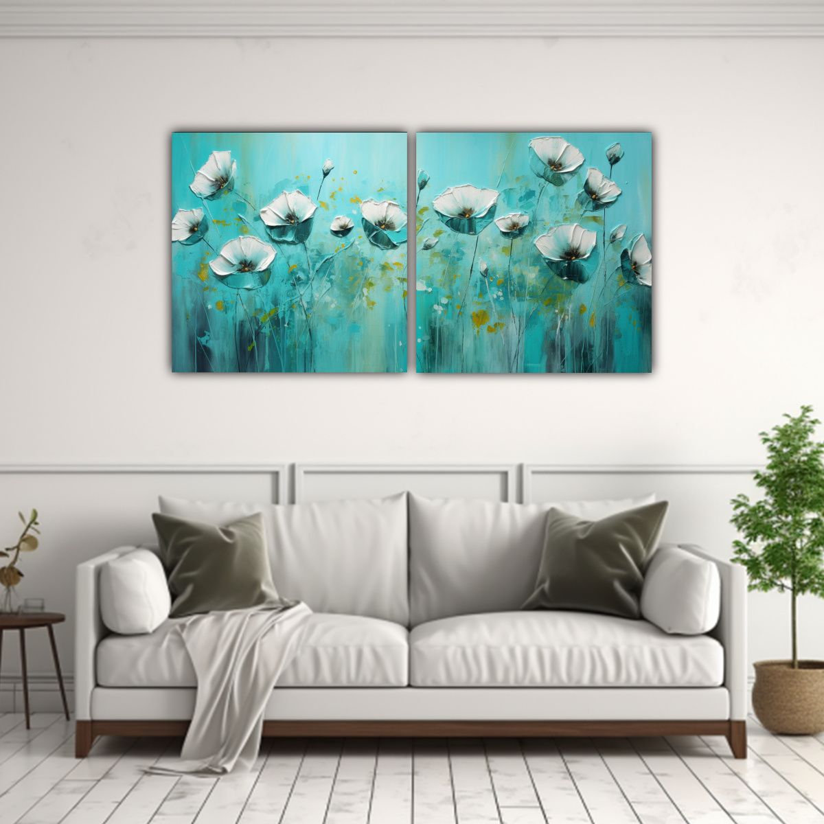 GENERICO - Conjunto 2 Lienzos Modernos Figuras Pintura En 100x50 Cm