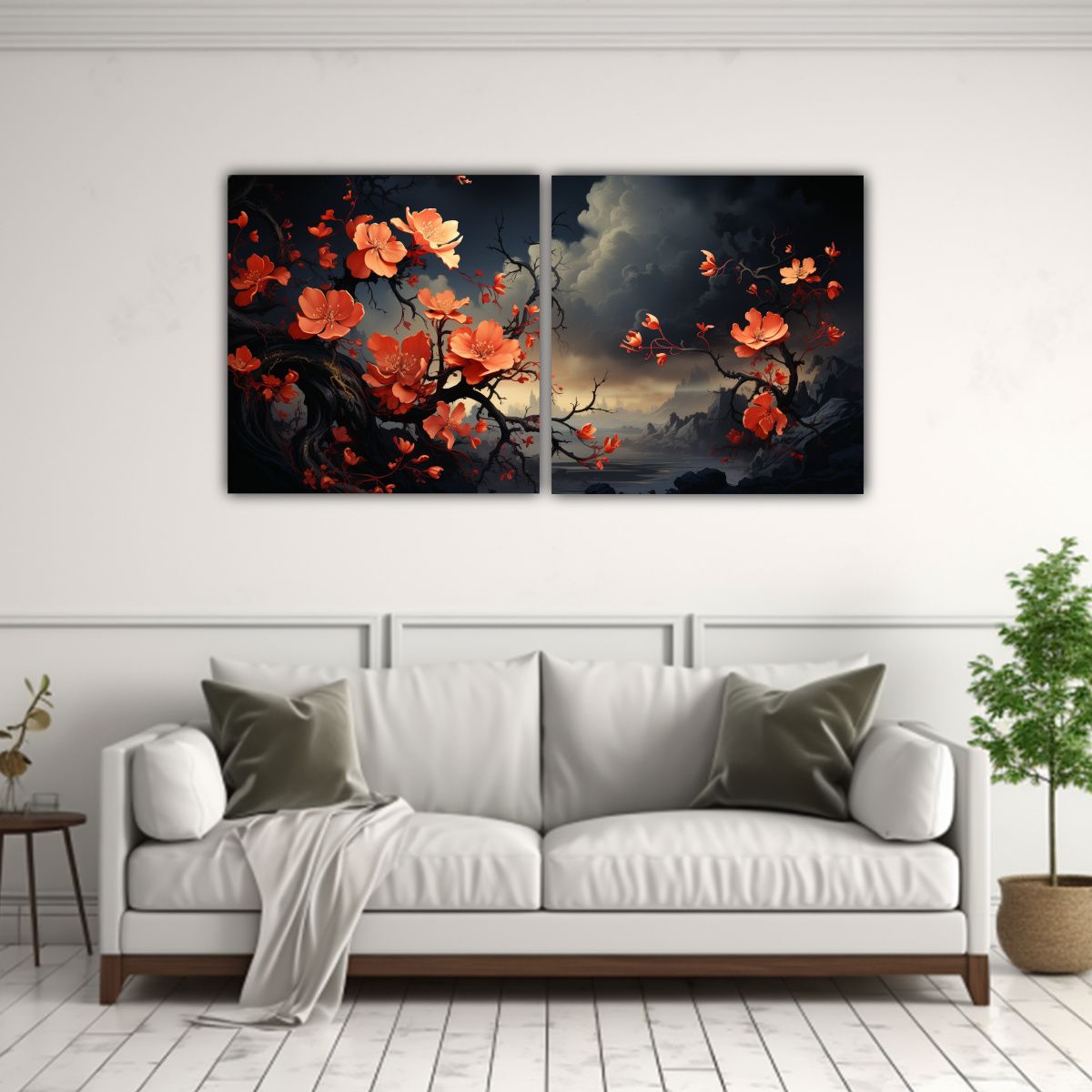 GENERICO - Dos Cuadros Decorativos Época Un Árbol De Acebo 80x40 Cm