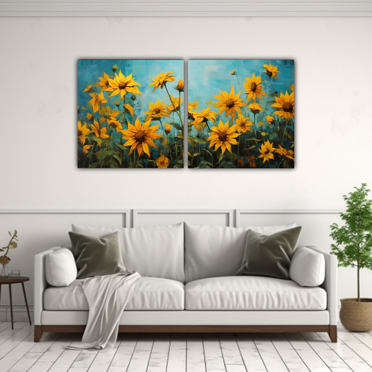 GENERICO - Cuadros Abstractos De Flores De Alcachofa De 100x50 Cm