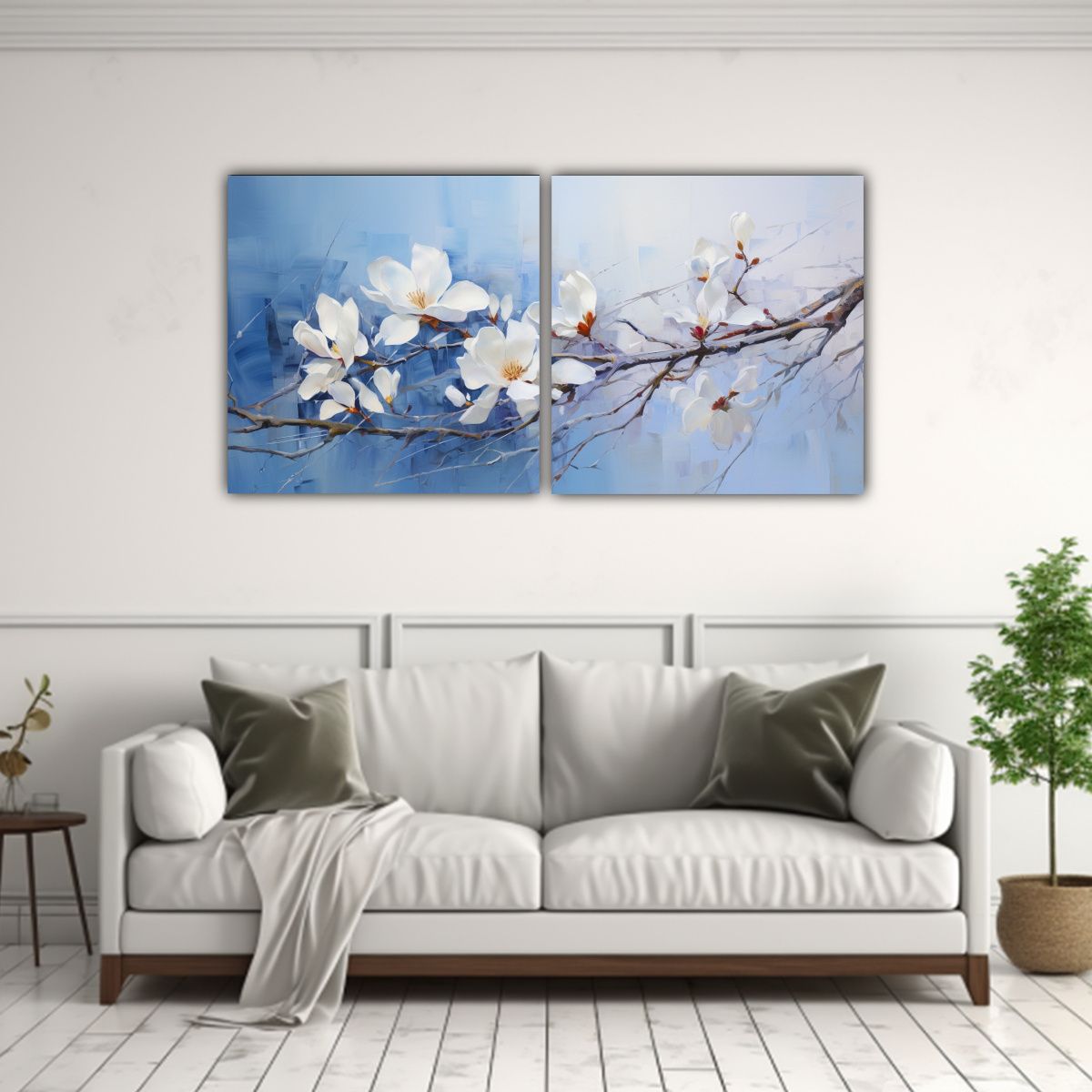 GENERICO - Cuadro Vintage Refinado Con Flores Magnolias 80x40 Cm