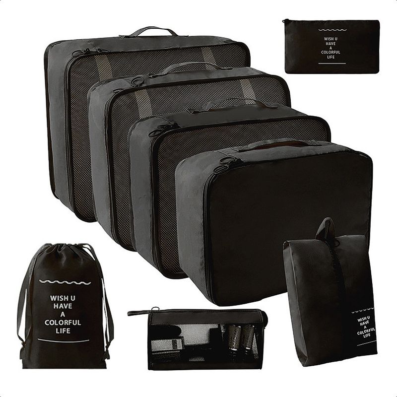 SUPERCENTER - Bolsas Viaje 8 En 1 Bolsas Organizadoras Viaje Maleta Negro