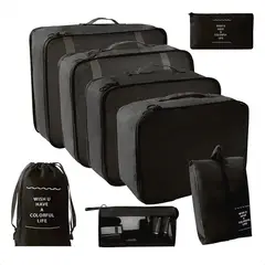 SUPERCENTER - Bolsas Viaje 8 En 1 Bolsas Organizadoras Viaje Maleta Negro