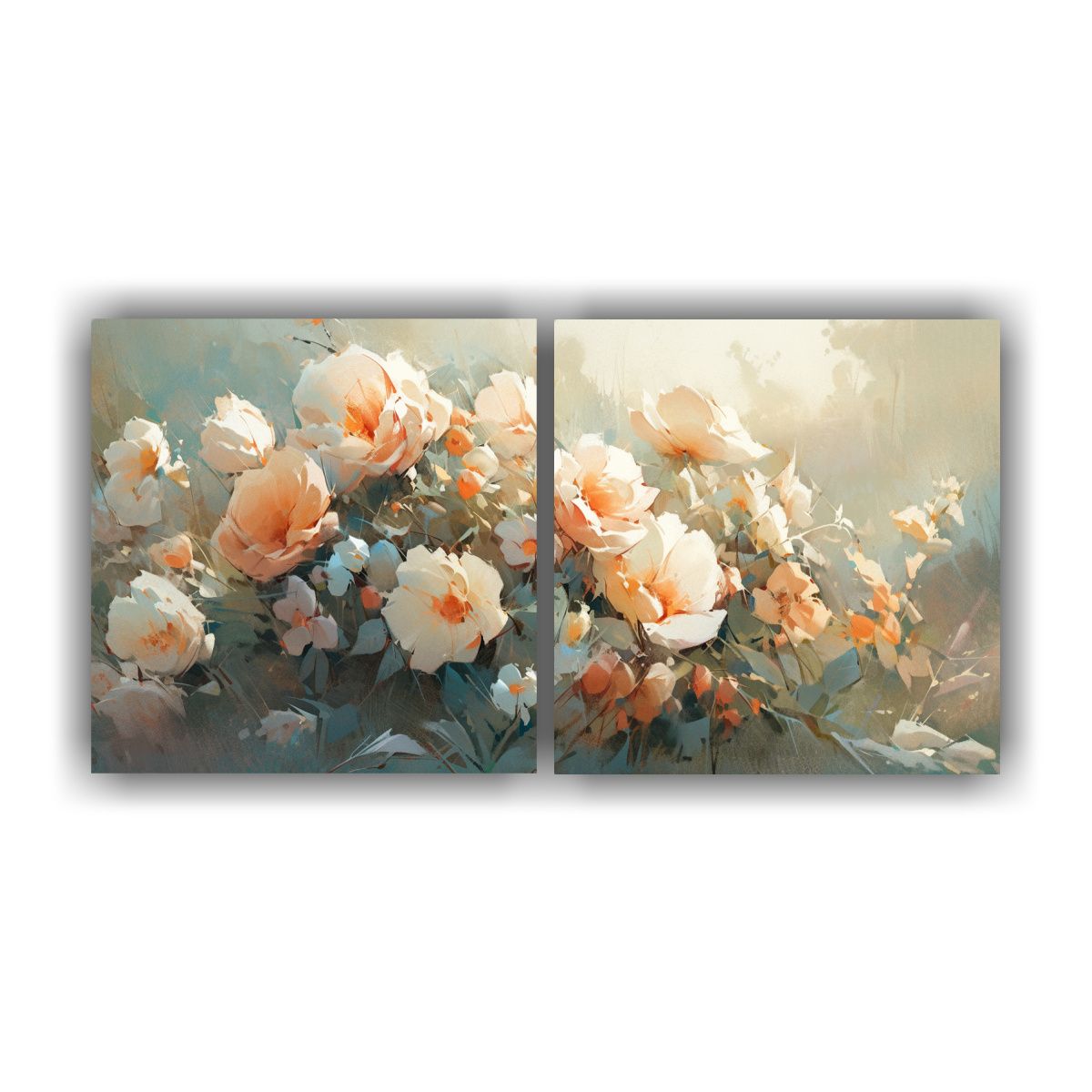 GENERICO - Cuadros Flores Pintura En Lienzo Estilo Matices 80x40 Cm