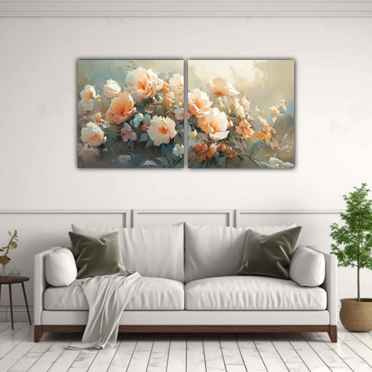GENERICO - Cuadros Flores Pintura En Lienzo Estilo Matices 60x30 Cm