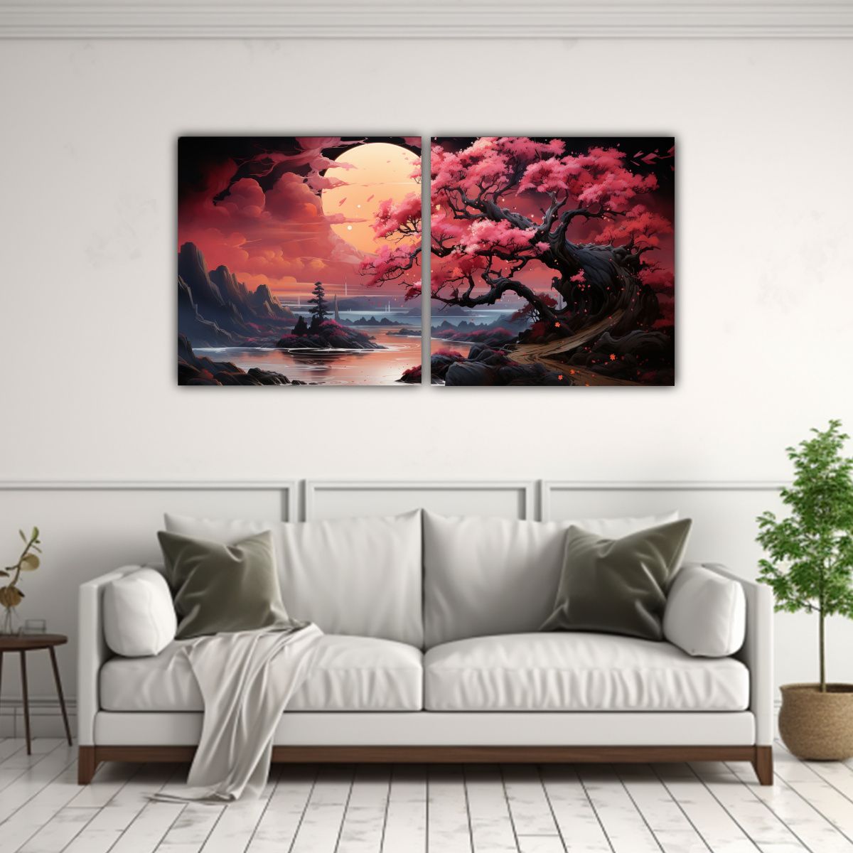 GENERICO - Pintura Decorativa De Roble Dorado Y Rosa En 80x40 Cm